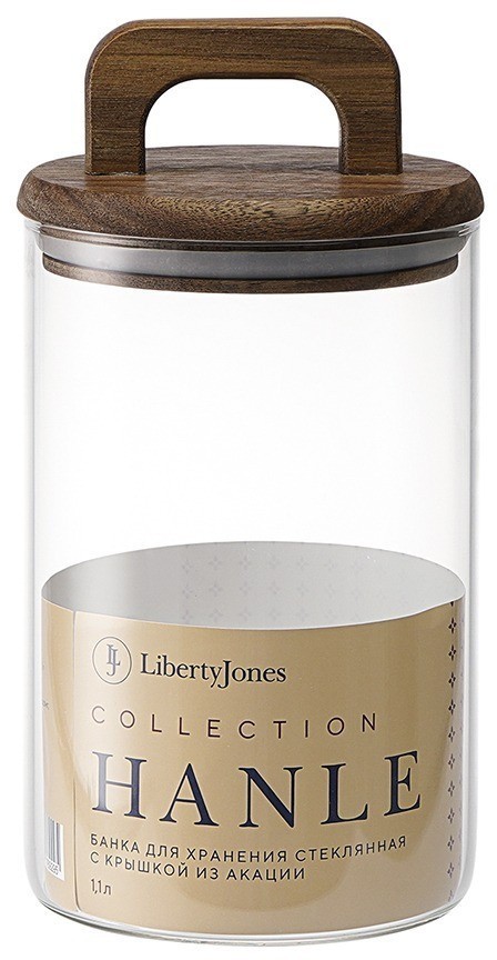 Банка для хранения стеклянная с крышкой из акации hanle, 1,1 л (75863)