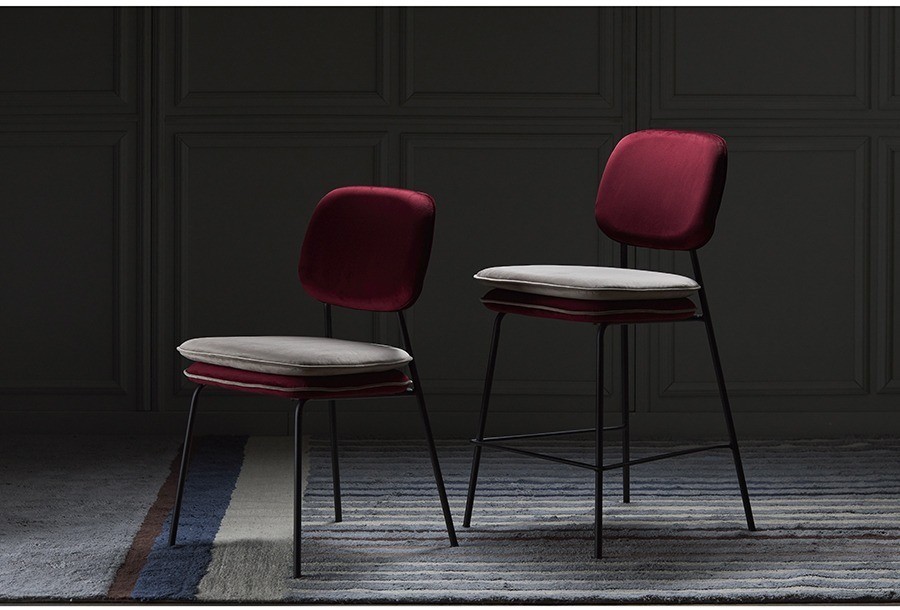 Стул pea, велюр, бордовый/бежевый (77068)