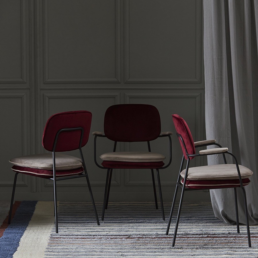 Стул pea, велюр, бордовый/бежевый (77068)