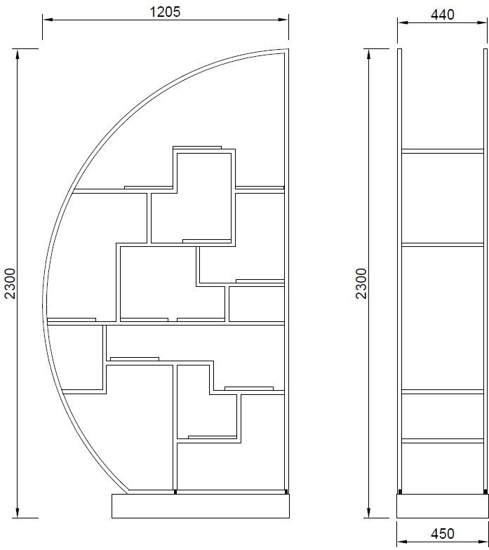 Стеллаж-полусфера роз.золото/темн.шпон 120*45*230см (TT-00003839)