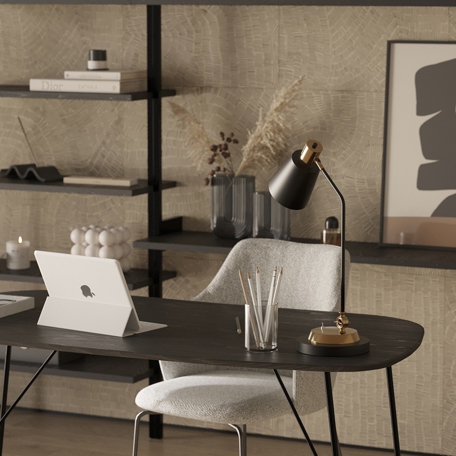 Лампа настольная pilwy, D21х65 см, золотистая/черная (76860)