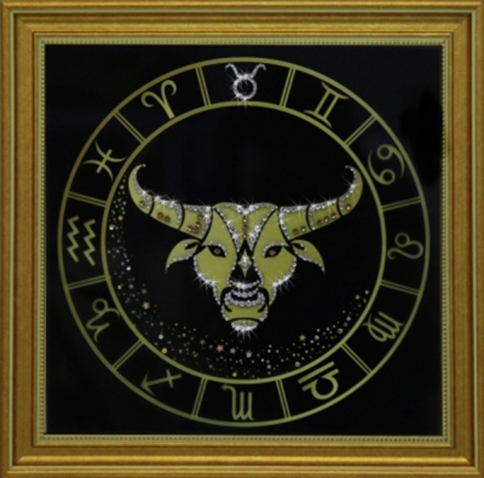 Картина Телец золото с кристаллами Swarovski (1733)