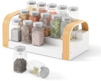 Полка для специй трехъярусная раздвижная bellwood, белая/натуральное дерево (76812)