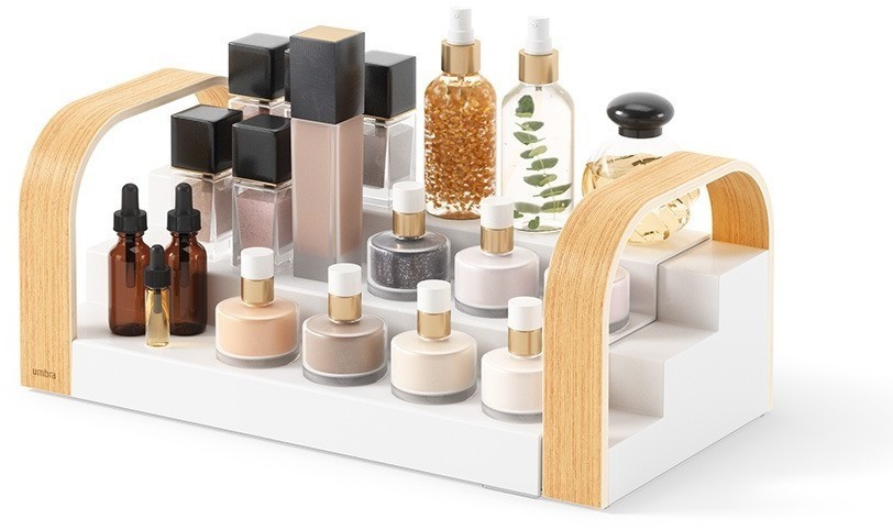 Полка для специй трехъярусная раздвижная bellwood, белая/натуральное дерево (76812)