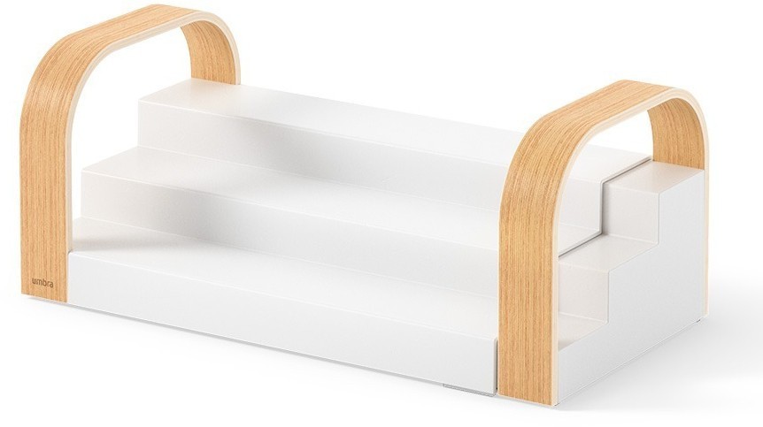 Полка для специй трехъярусная раздвижная bellwood, белая/натуральное дерево (76812)