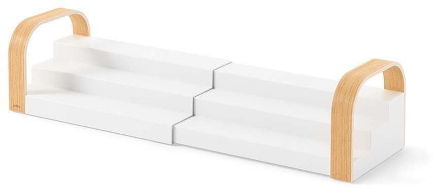 Полка для специй трехъярусная раздвижная bellwood, белая/натуральное дерево (76812)