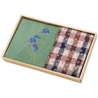 Набор полотенец из 2-х шт &quot;васильки&quot;,50х30см, махра зел+рогожка . 100% хлопок SANTALINO (850-453-93)