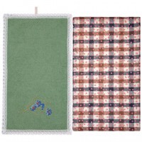 Набор полотенец из 2-х шт &quot;васильки&quot;,50х30см, махра зел+рогожка . 100% хлопок SANTALINO (850-453-93)