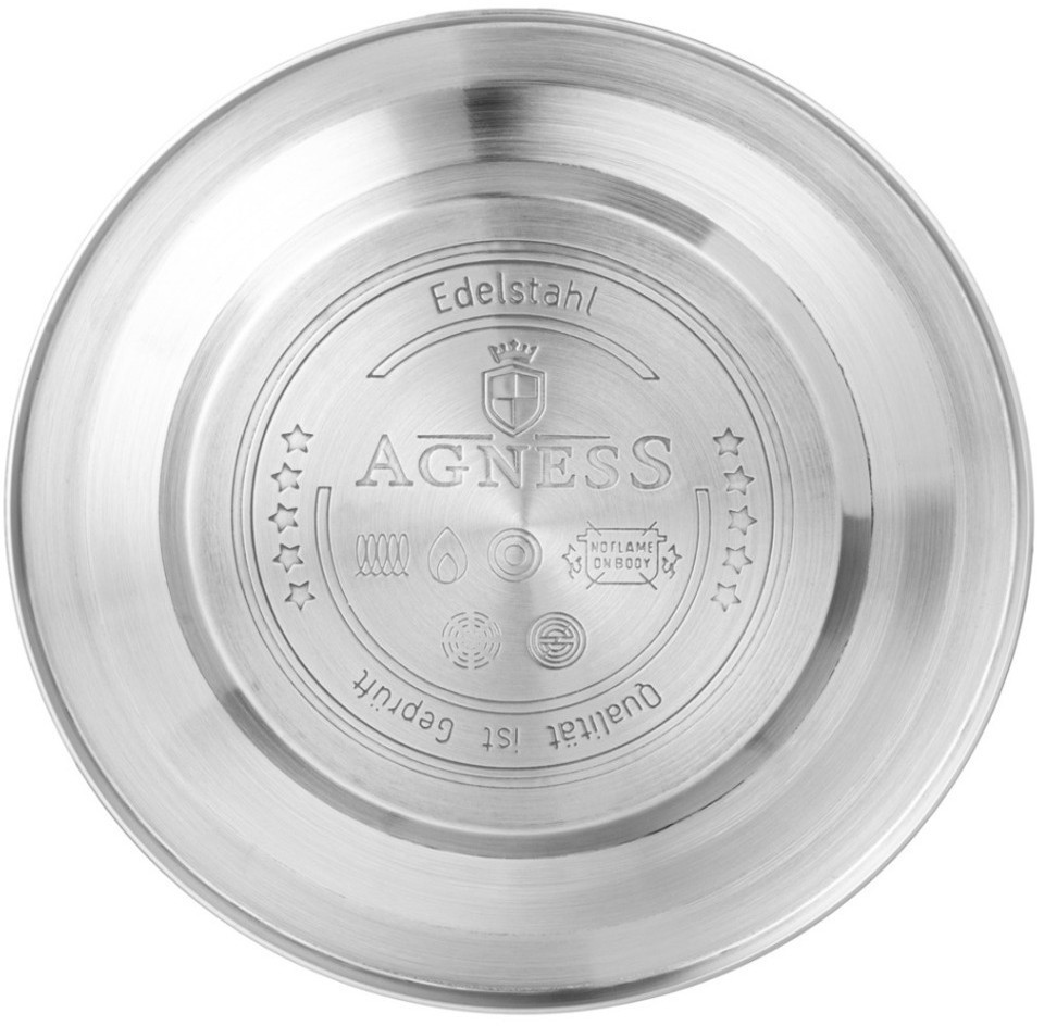 Чайник agness со свистком 2,5 л, silver, индукцион. дно (907-254)