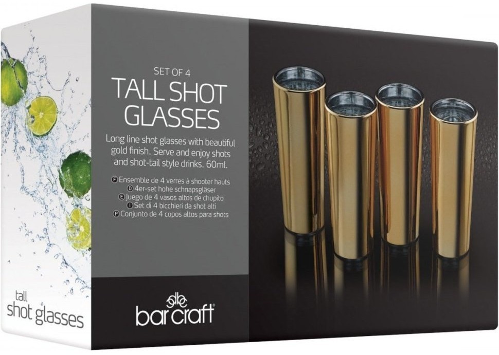 Kitchen Craft Набор рюмок, BarCraft Gold, 60 мл, 4 шт, BCSGGLD4PC