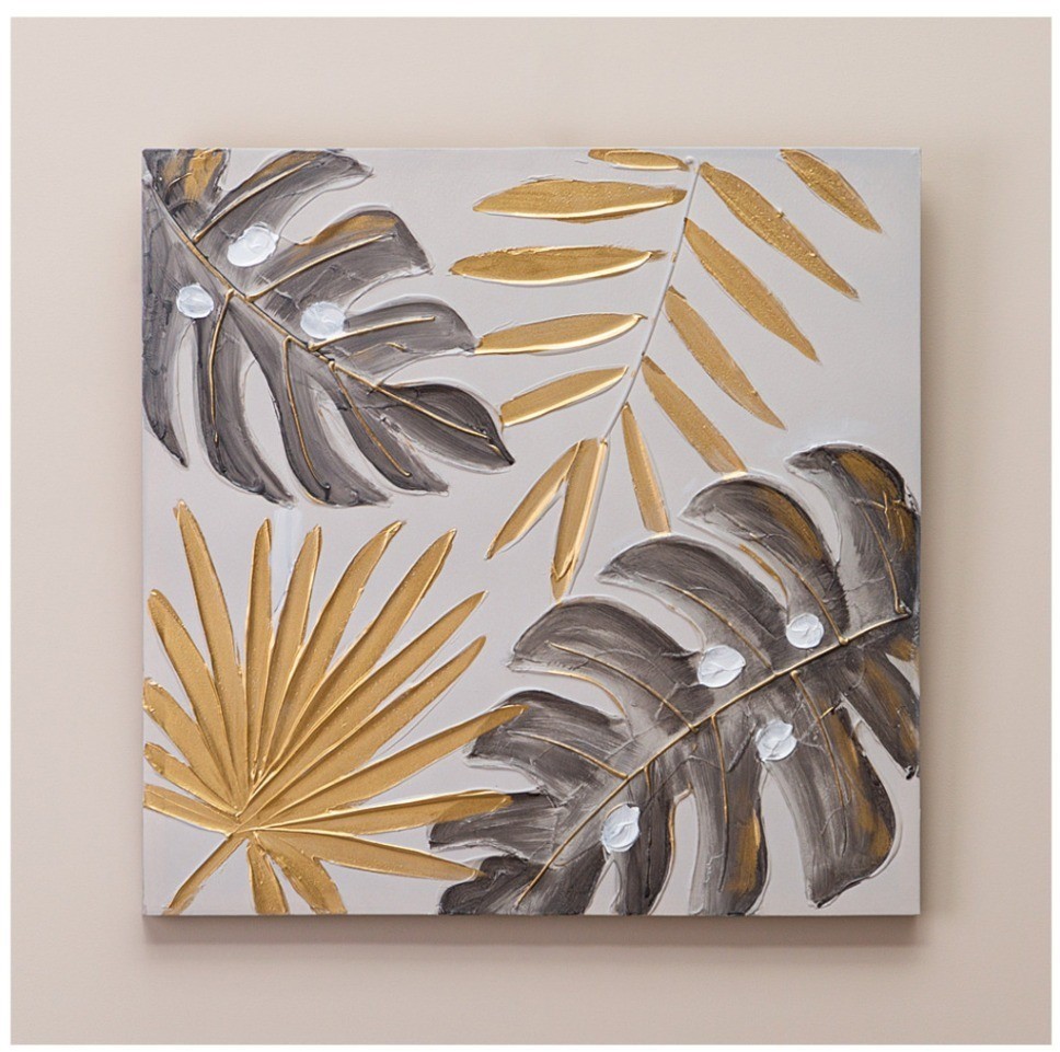Картина "золотая монстера" 60х60х3 см Bronco (534-203-2)