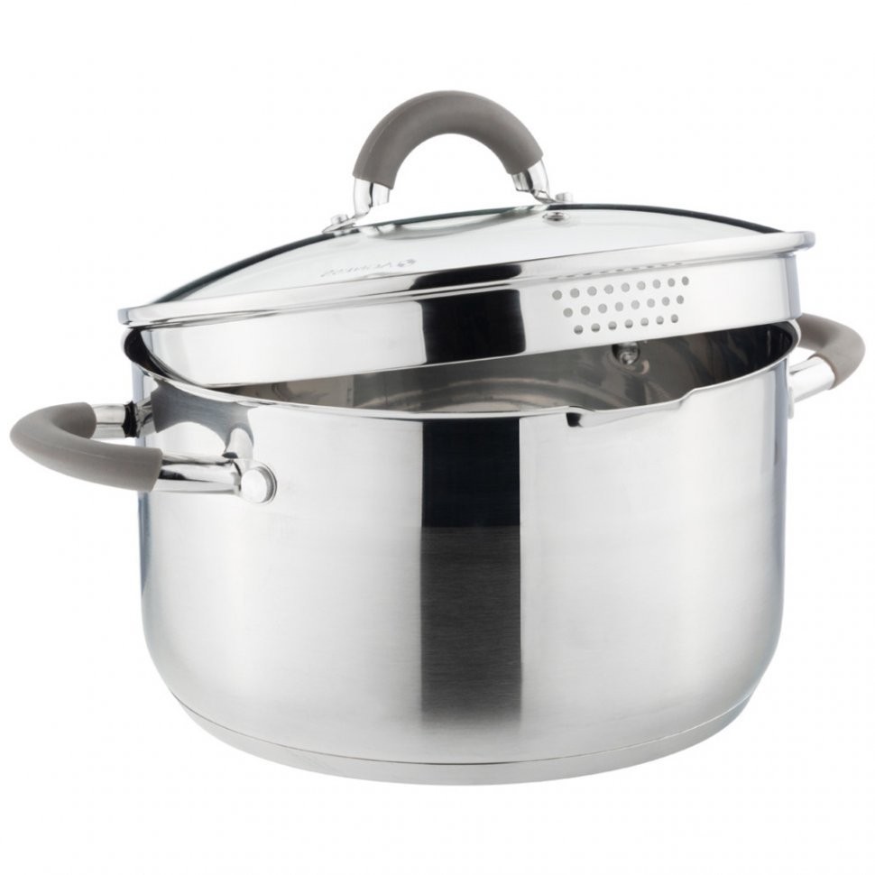 Кастрюля agness "profi home" со стеклянной крышкой, 5,0л 24x13.5 см цвет ручек:кофейный Agness (914-213)