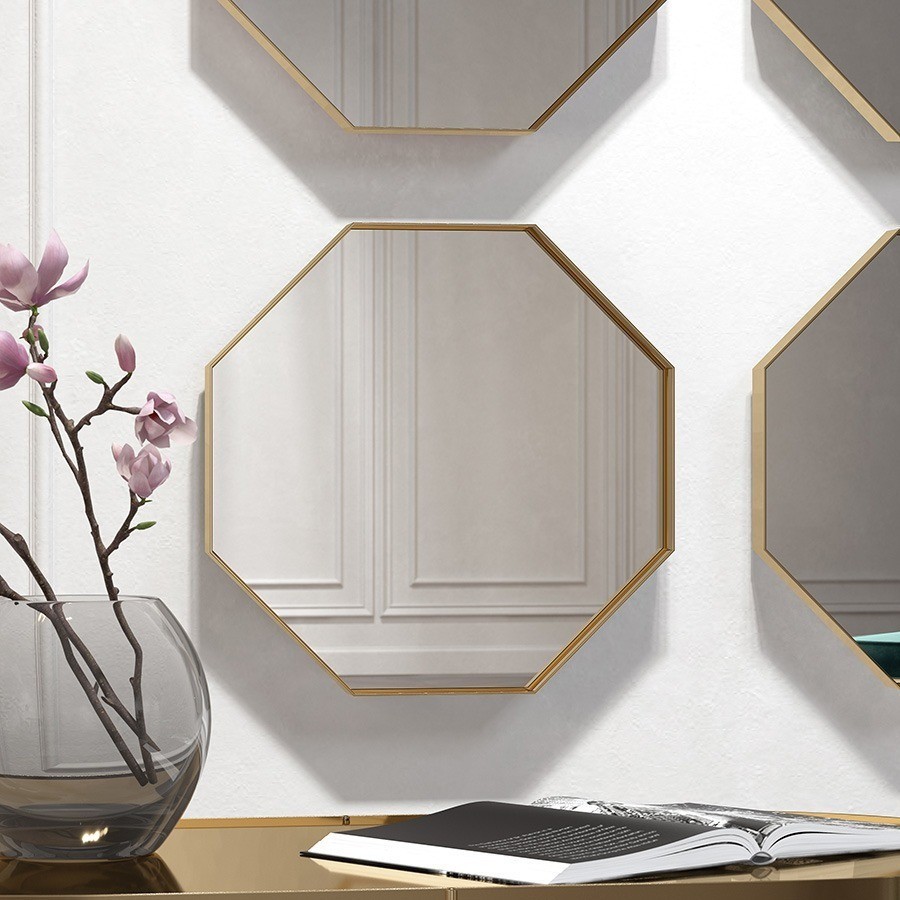 Зеркало настенное raffin, 51х51 см, золотое (76224)