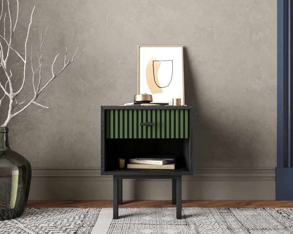 Тумбочка с верхним ящиком Emerson арт EM11/green/L-ET