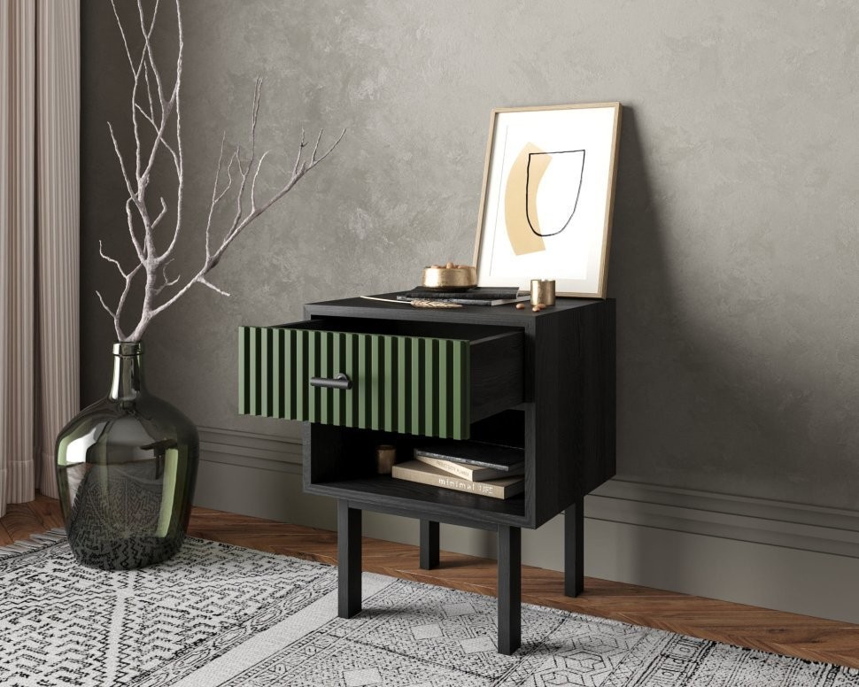 Тумбочка с верхним ящиком Emerson арт EM11/green/L-ET