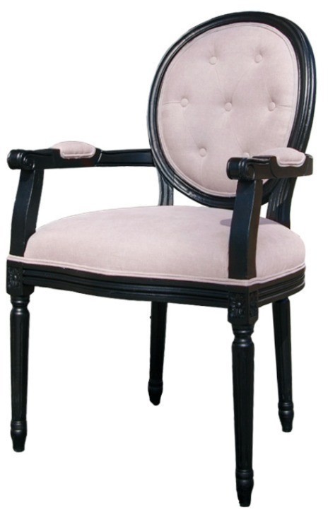 Полукресло Луи NSAC-3121/SJ101S-03, каркас дуб, обивка лен, Pink/Grey, ROOMERS FURNITURE