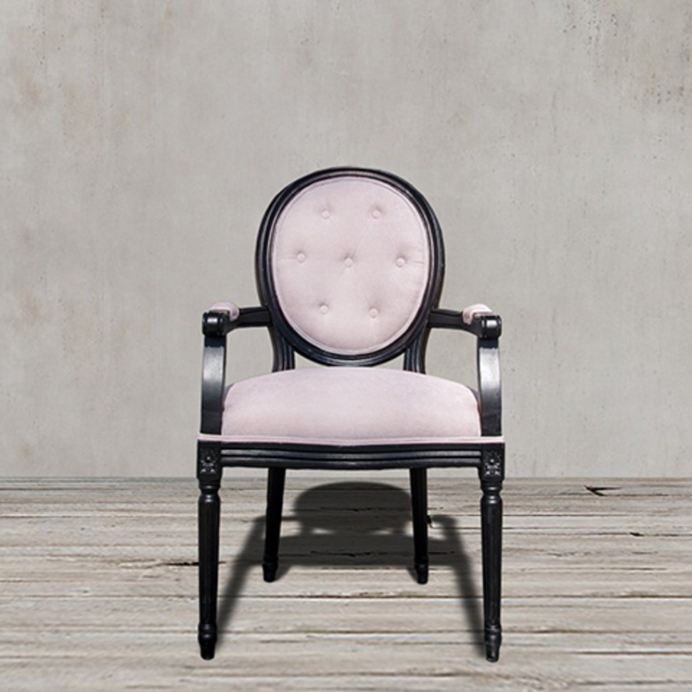 Полукресло Луи NSAC-3121/SJ101S-03, каркас дуб, обивка лен, Pink/Grey, ROOMERS FURNITURE