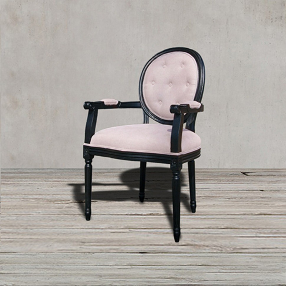 Полукресло Луи NSAC-3121/SJ101S-03, каркас дуб, обивка лен, Pink/Grey, ROOMERS FURNITURE