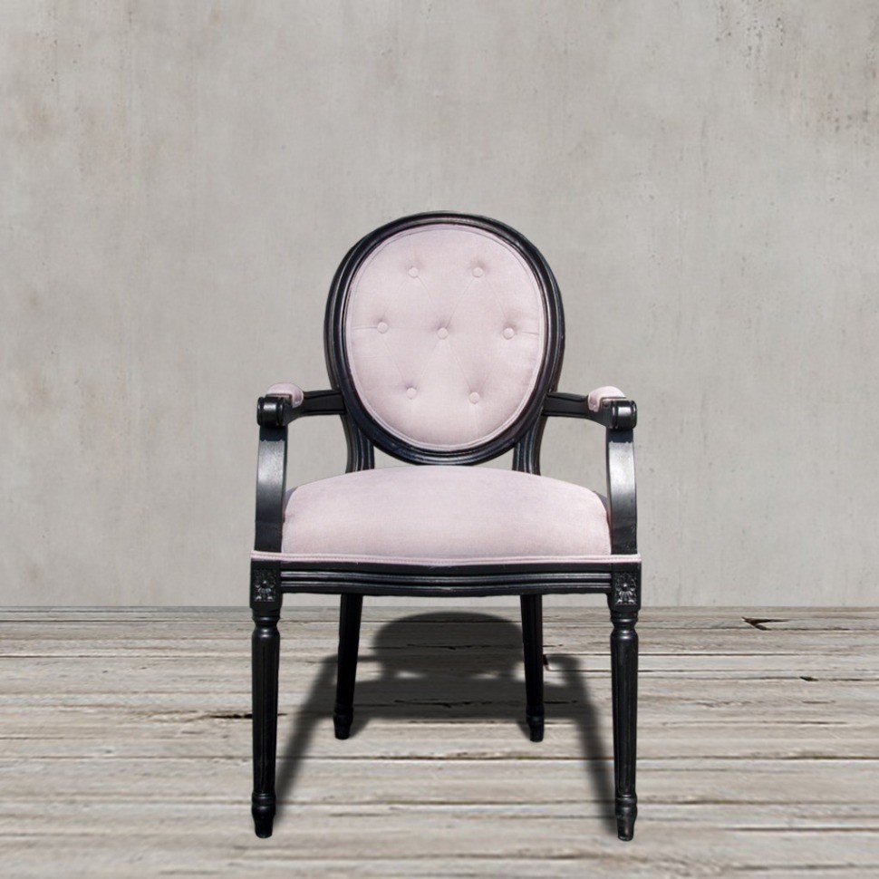 Полукресло Луи NSAC-3121/SJ101S-03, каркас дуб, обивка лен, Pink/Grey, ROOMERS FURNITURE