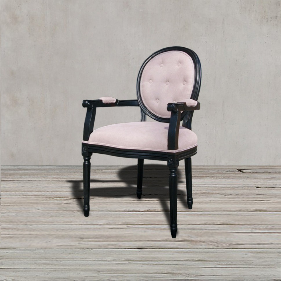 Полукресло Луи NSAC-3121/SJ101S-03, каркас дуб, обивка лен, Pink/Grey, ROOMERS FURNITURE