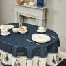 Скатерть овальная "family farm" 140х180см ,синий,100% хлопок,твил,с пропиткой Lefard (850-742-27)
