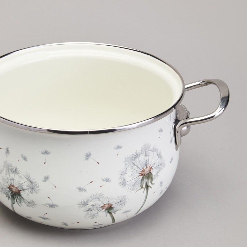 Кастрюля agness эмалированная со стеклянной крышкой серия "dandelion", 2,8 л диа. 20см (943-057)