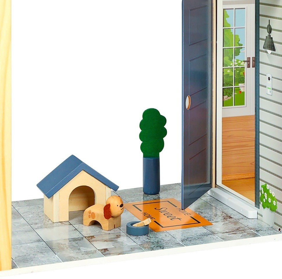Деревянный кукольный домик «Мэделин Авенью» с мебелью 28 предметов (PD320-08)