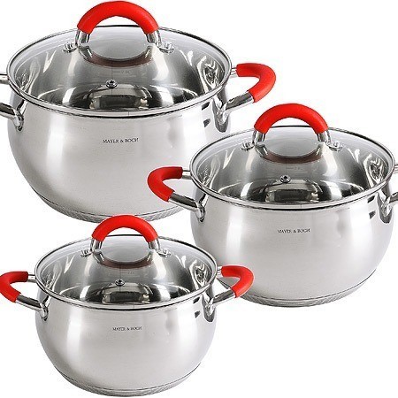 Набор кастрюль 3 шт из нержавеющей стали с крышками MAYER BOCH (30993)