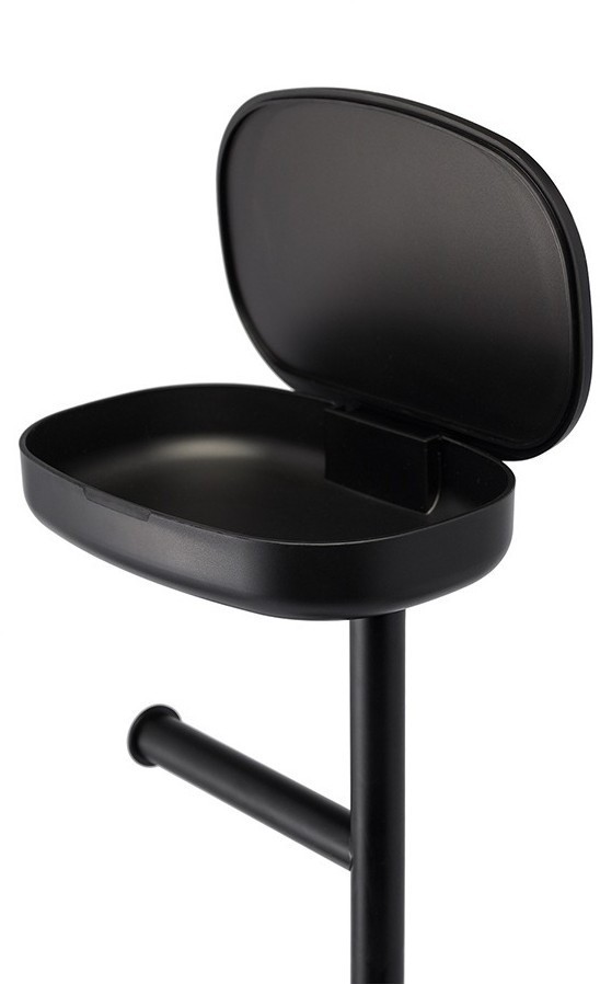 Держатель для туалетной бумаги с полочкой slim, черный (78861)