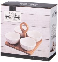 Набор салатников lefard &quot;native&quot; 4 шт. 200 мл 10*5 см на дер. подставке с ручкой (474-221)