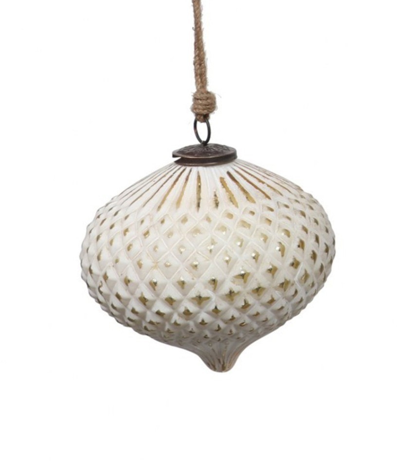 Новогодняя игрушка EL-35C, 20, стекло, white, gold, ROOMERS FURNITURE