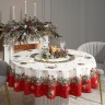 Скатерть круглая "морозко.снегири" 190см ,красный, 100% хлопок, твил, с пропиткой Lefard (850-745-22)