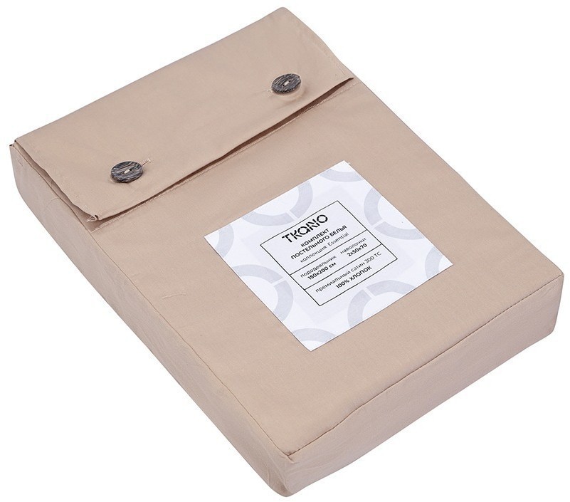 Комплект постельного белья из премиального сатина бежевого цвета из коллекции essential, 150х200 см (79816)