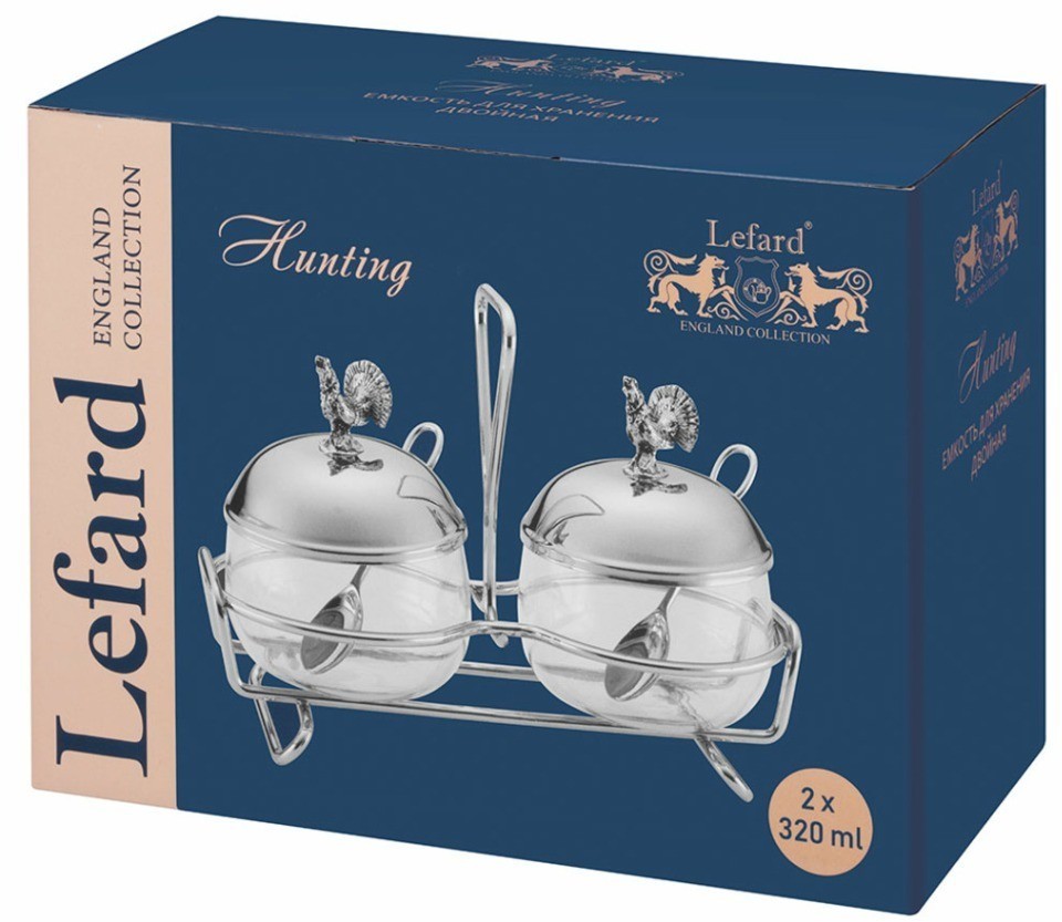 Емкость для хранения двойная lefard серия "охота" 320мл/320мл с ложками (920-106)