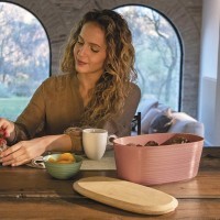 Хлебница с бамбуковой крышкой tierra, 10 л, терракотовая (77974)