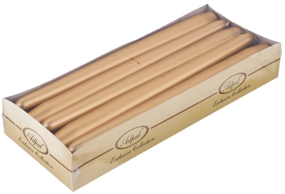 Набор свечей из 10 шт. металлик золотой высота=24 см. Adpal (348-637)