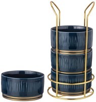 Набор салатников lefard &quot;herbal&quot; на металл. подставке 4 шт. 11,5*6 см 450 мл синий (42-501)