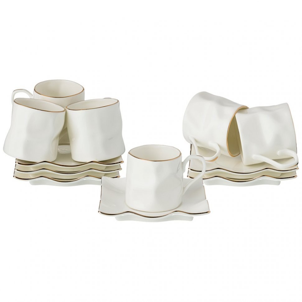 Кофейный набор lefard "раффл голд" на 6 пер. 12 пр. 130 мл (264-992)