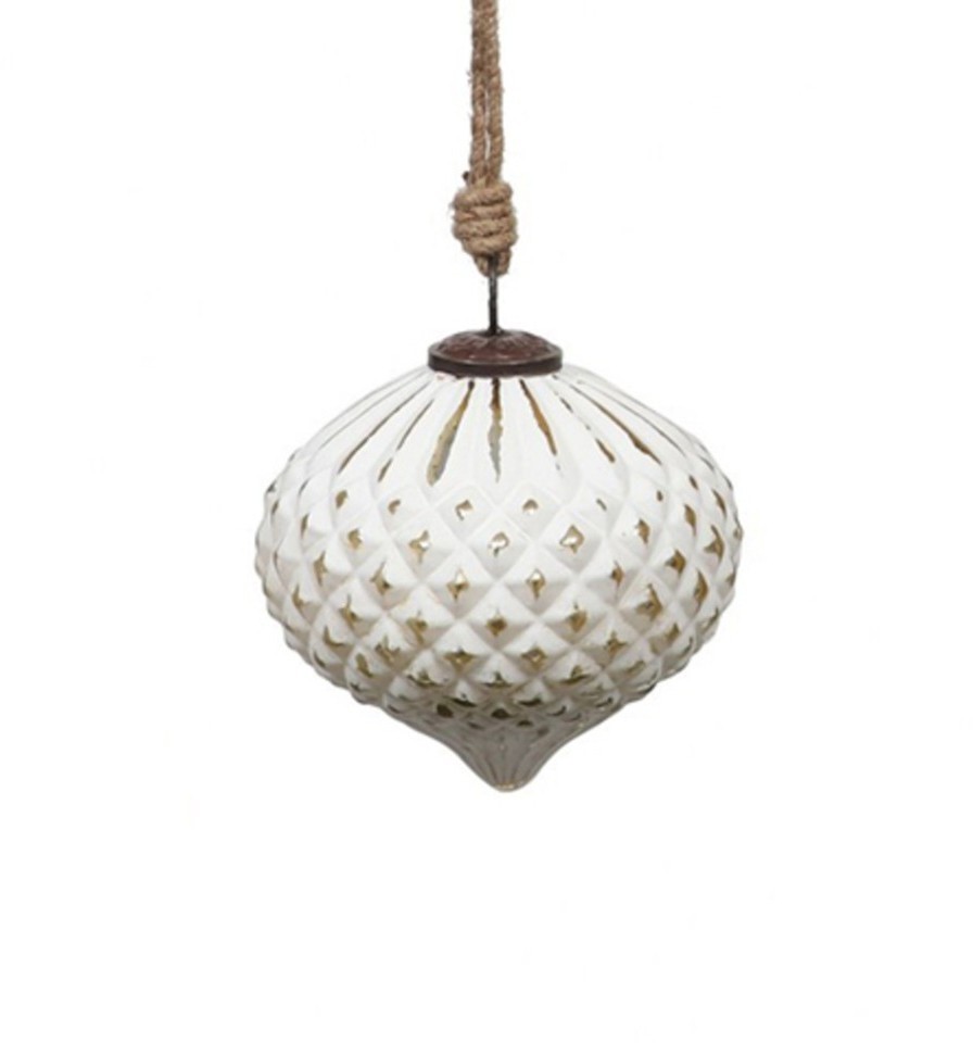 Новогодняя игрушка EL-35B, 15, стекло, white, gold, ROOMERS FURNITURE