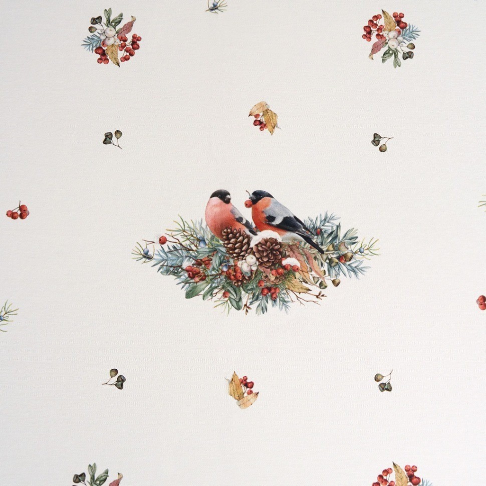 Скатерть "морозко.снегири" 140х300см ,красный, 100% хлопок,твил пропитка Lefard (850-745-25)