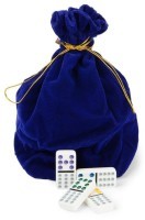 Домино с цветными точками в синем бархатном мешочке (12 точек) (31908)
