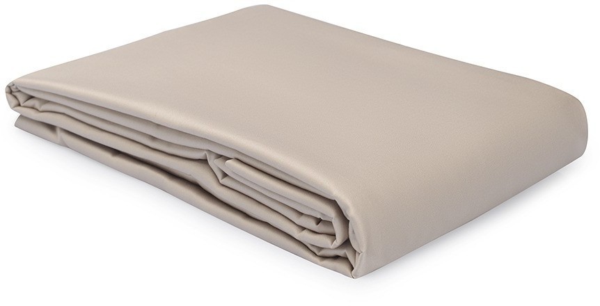 Простыня на резинке из премиального сатина бежевого цвета из коллекции essential, 160х200х30 см (77166)