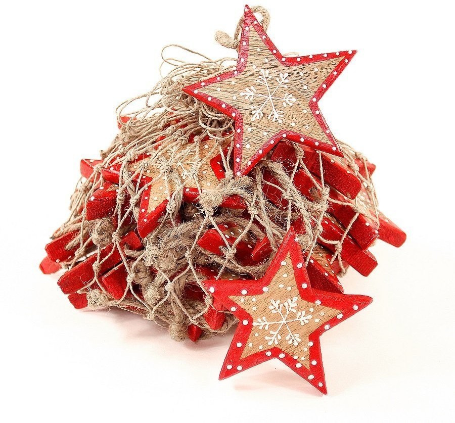 Украшения подвесные christmas stars, деревянные, в сетке, 30 шт. (63513)