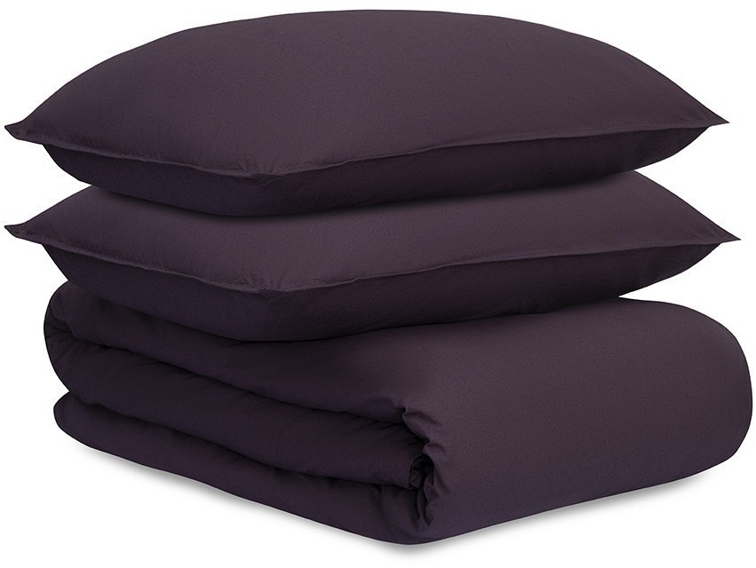 Комплект постельного белья из стираного перкаля сливового цвета из коллекции essential, 150х200 см (77733)