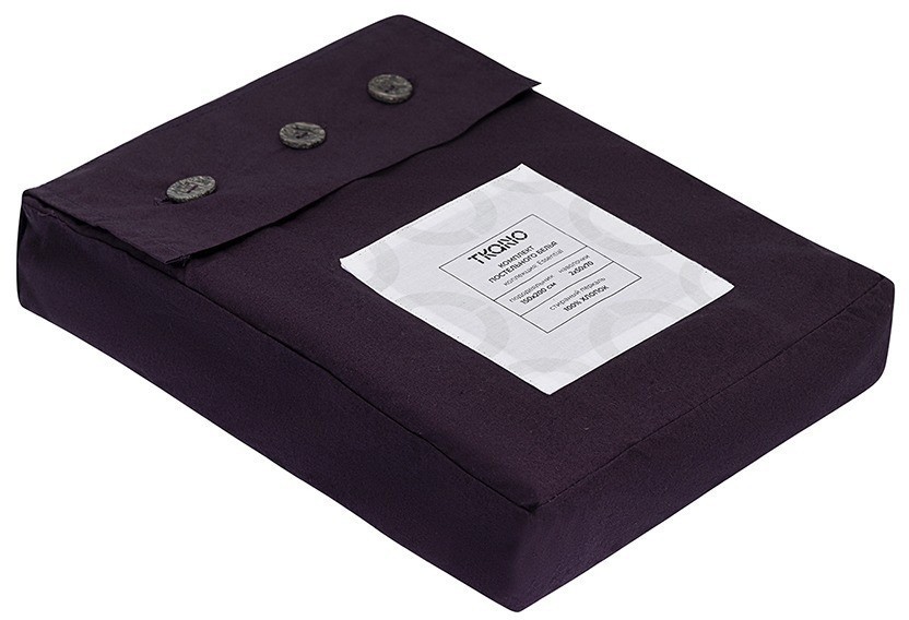 Комплект постельного белья из стираного перкаля сливового цвета из коллекции essential, 150х200 см (77733)