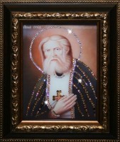 Икона Серафим Саровский с кристаллами Swarovski (1368)