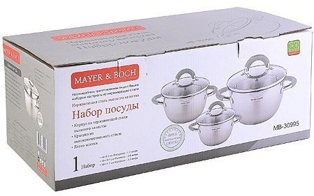 Набор кастрюль из нержавеющей стали с крышками MAYER BOCH (30995)