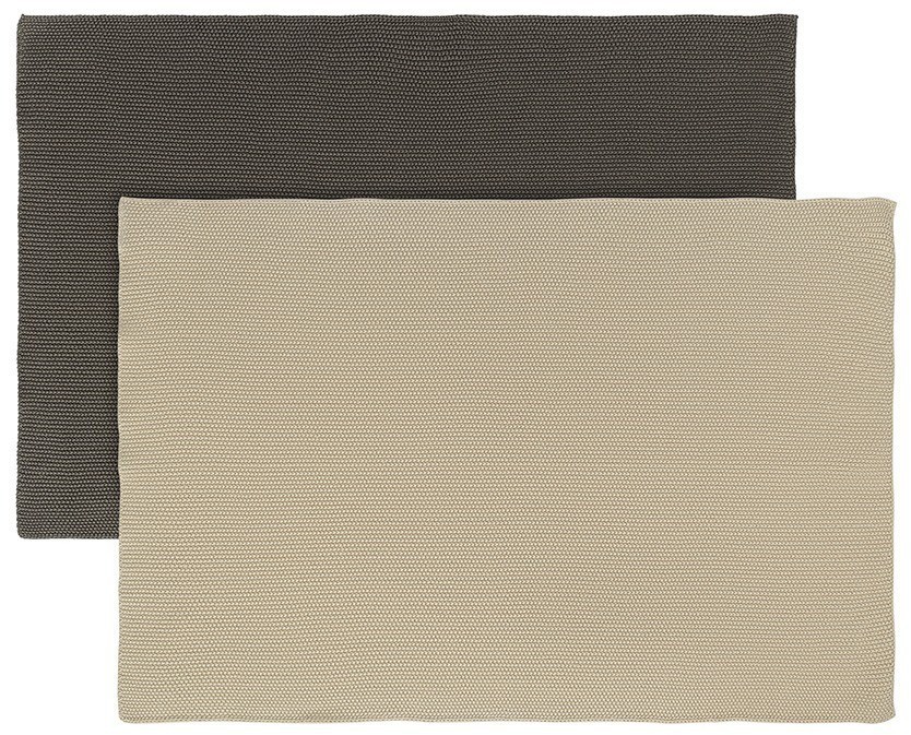 Набор из двух кухонных вязаных полотенец из коллекции essential, темно-серое/бежевое (77467)