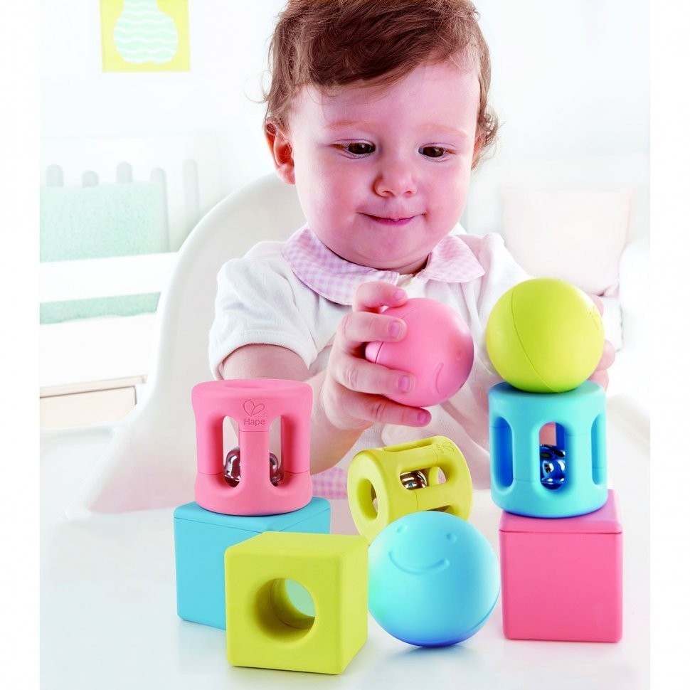 Игрушка для малышей конструктор - погремушка "Улыбка", 9 предметов (E0456_HP)