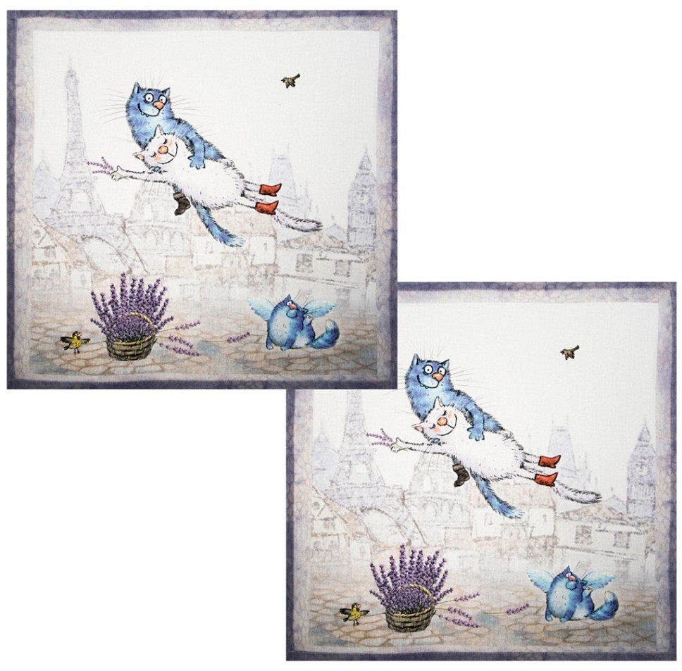 Набор салфеток из 2-х шт  "синие коты. париж",40х40см, 100% хлопок,твил SANTALINO (850-717-81)